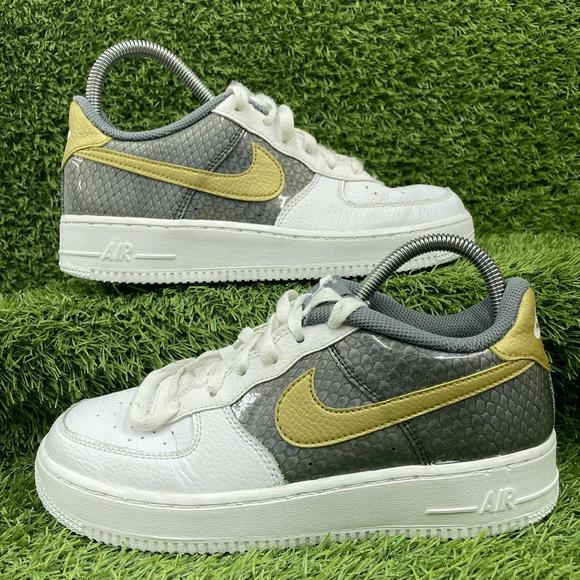 Shoes - Nike Air Force 1 Low Dragon Scales Grey Gold White Trainers Size UK 5.5 CI3910-1